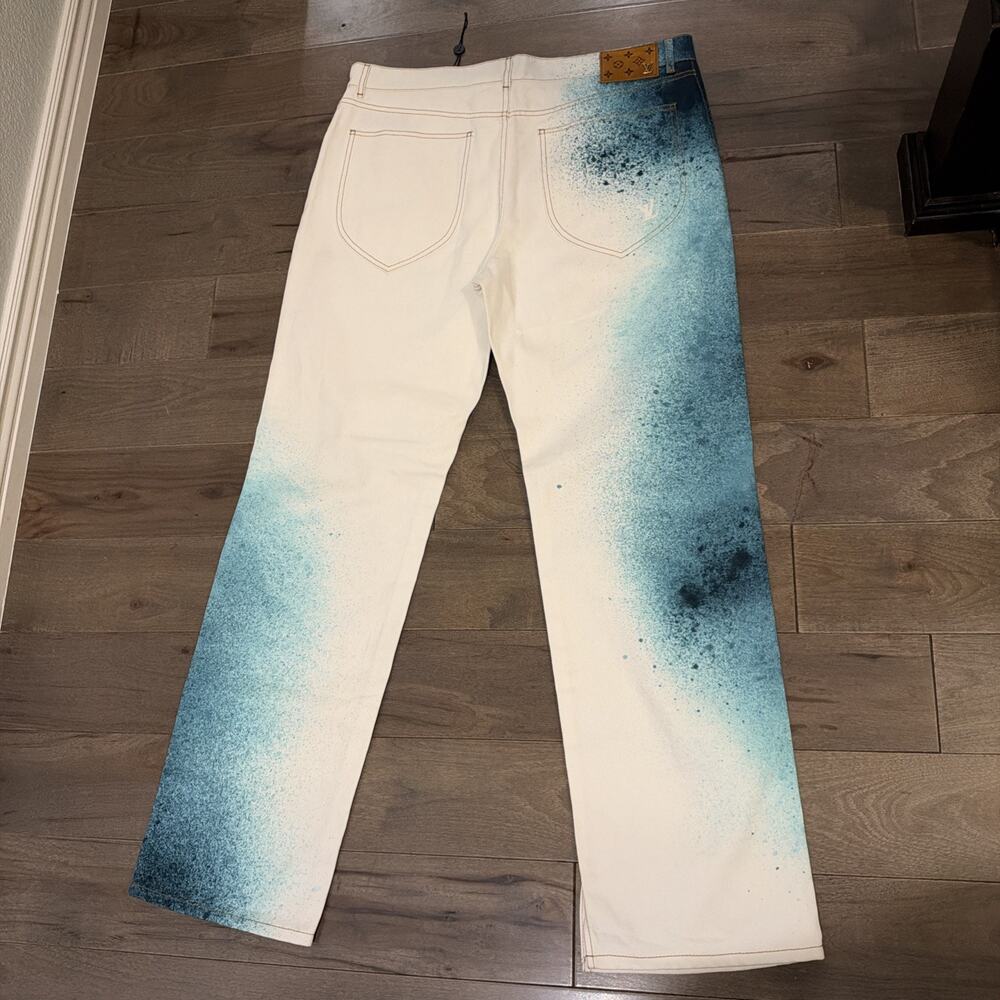 AUTHENTIC LOUIS VUITTON SPRAY PRINT GRADIENT DENIM PANTS JEANS LV SZ 38 (38x34)